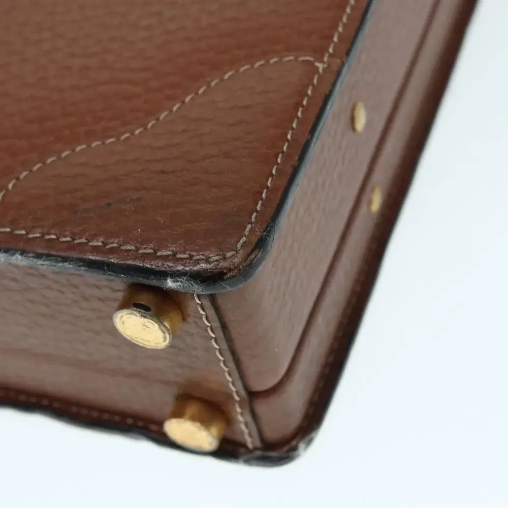 LOEWE Anagram Attache Case Trunk Leather Brown Gold